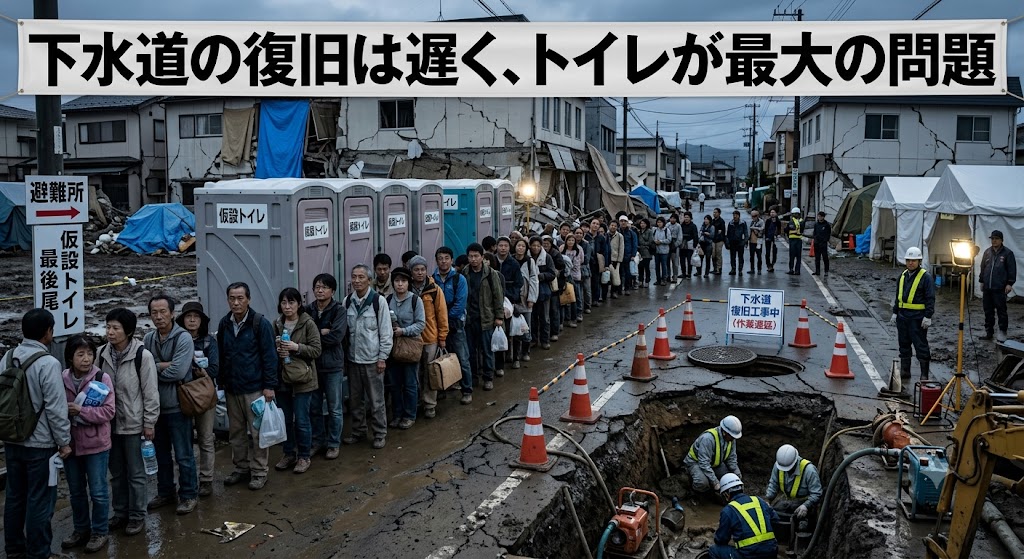 南海トラフ地震の際、下水道の復旧は遅く、トイレが最大の問題